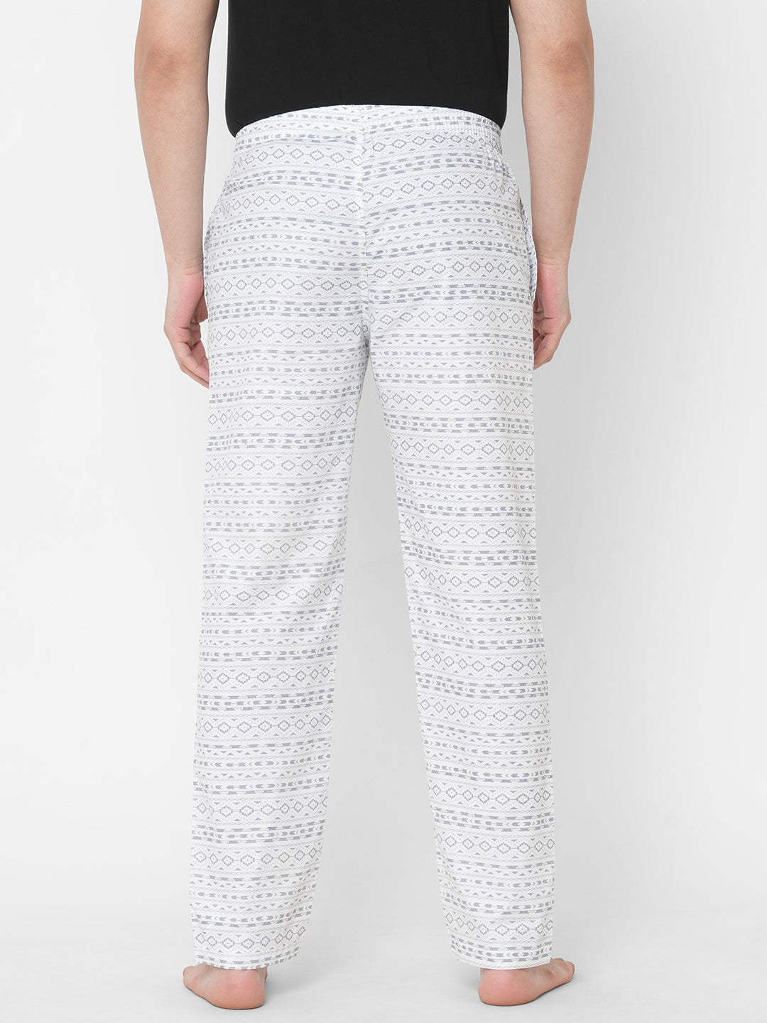 Women's Printed, White, Cotton, Regular Fit, Elasticated, Waistband, Pyjama  With Side Pockets