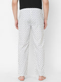 Women's Printed, White, Cotton, Regular Fit, Elasticated, Waistband, Pyjama  With Side Pockets