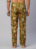 Men's Printed, Multicolor, Cotton, Regular Fit, Elasticated, Waistband, Pyjama  With Side Pockets