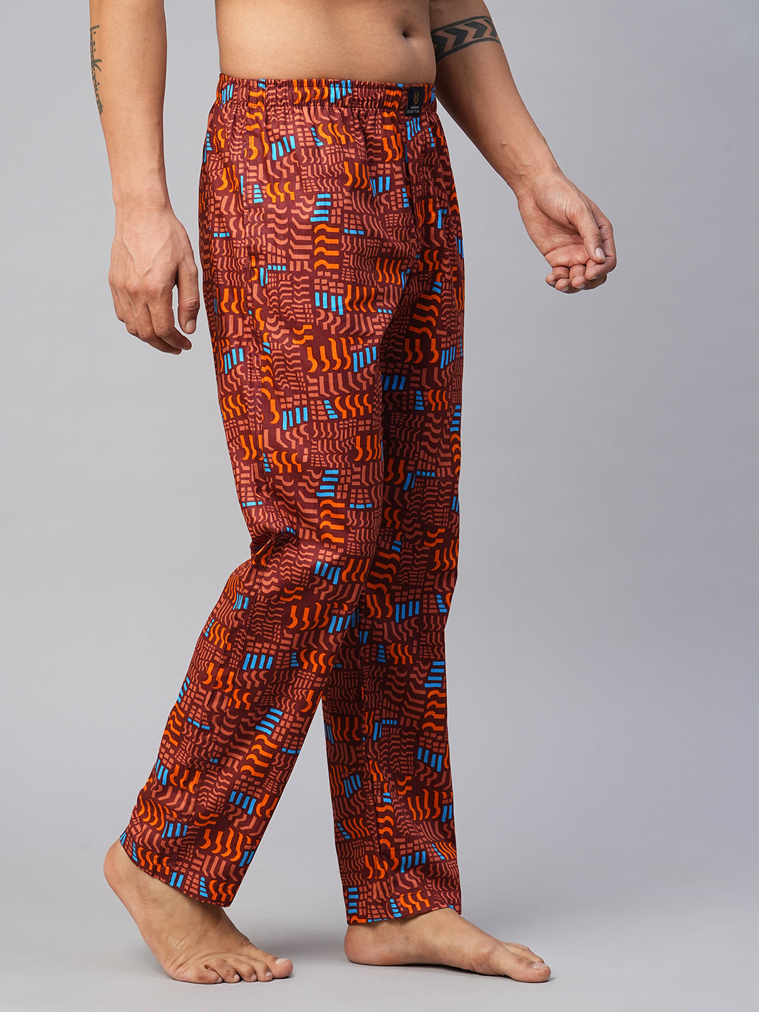 Men's Printed, Multicolor, Cotton, Regular Fit, Elasticated, Waistband, Pyjama  With Side Pockets