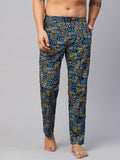 Men's Printed, Multicolor, Cotton, Regular Fit, Elasticated, Waistband, Pyjama  With Side Pockets