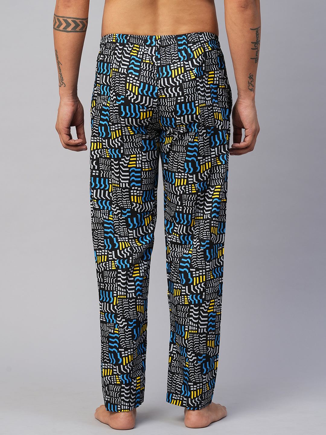 Men's Printed, Multicolor, Cotton, Regular Fit, Elasticated, Waistband, Pyjama  With Side Pockets