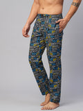 Men's Printed, Multicolor, Cotton, Regular Fit, Elasticated, Waistband, Pyjama  With Side Pockets