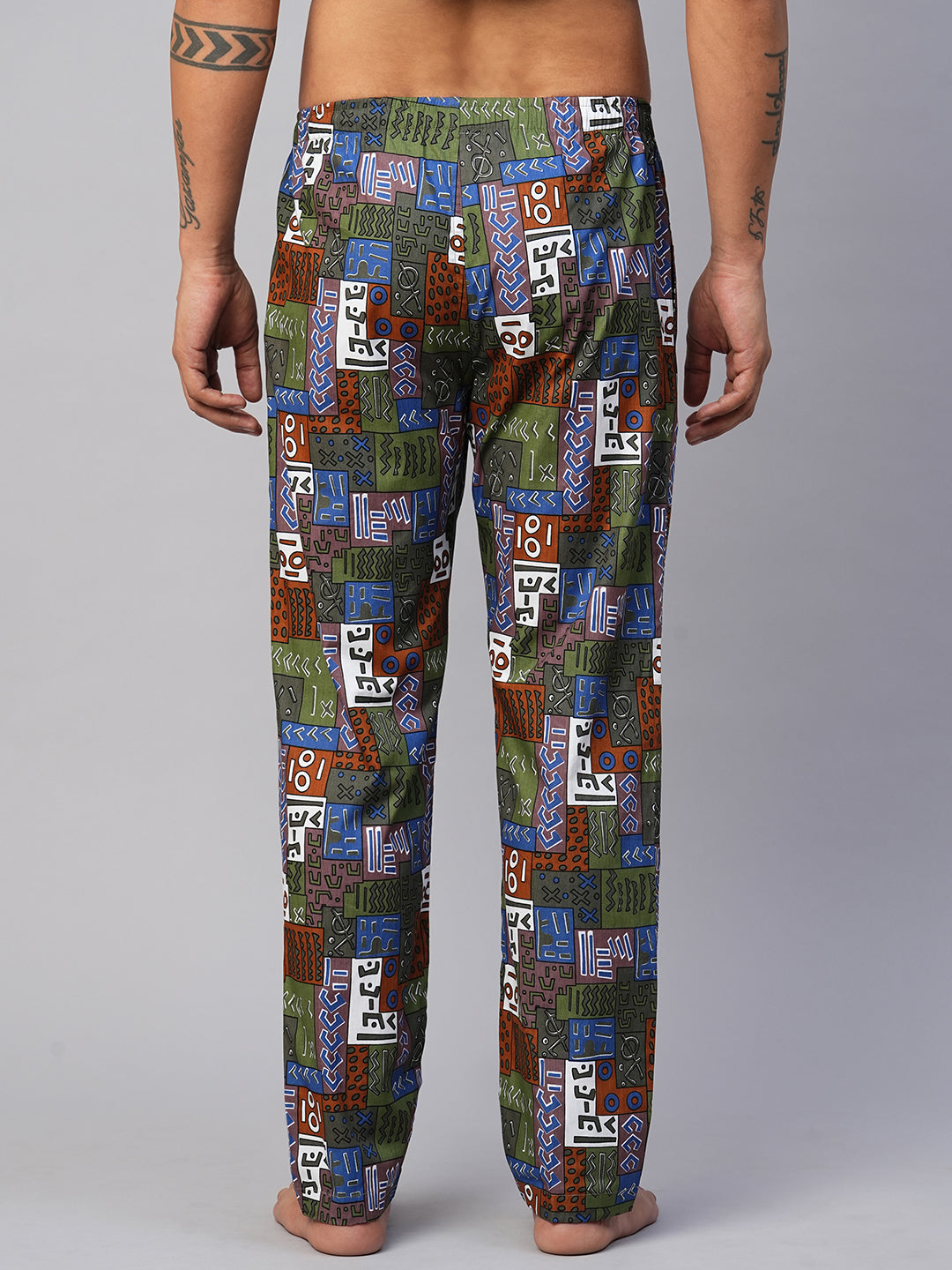 Men's Printed, Multicolor, Cotton, Regular Fit, Elasticated, Waistband, Pyjama  With Side Pockets