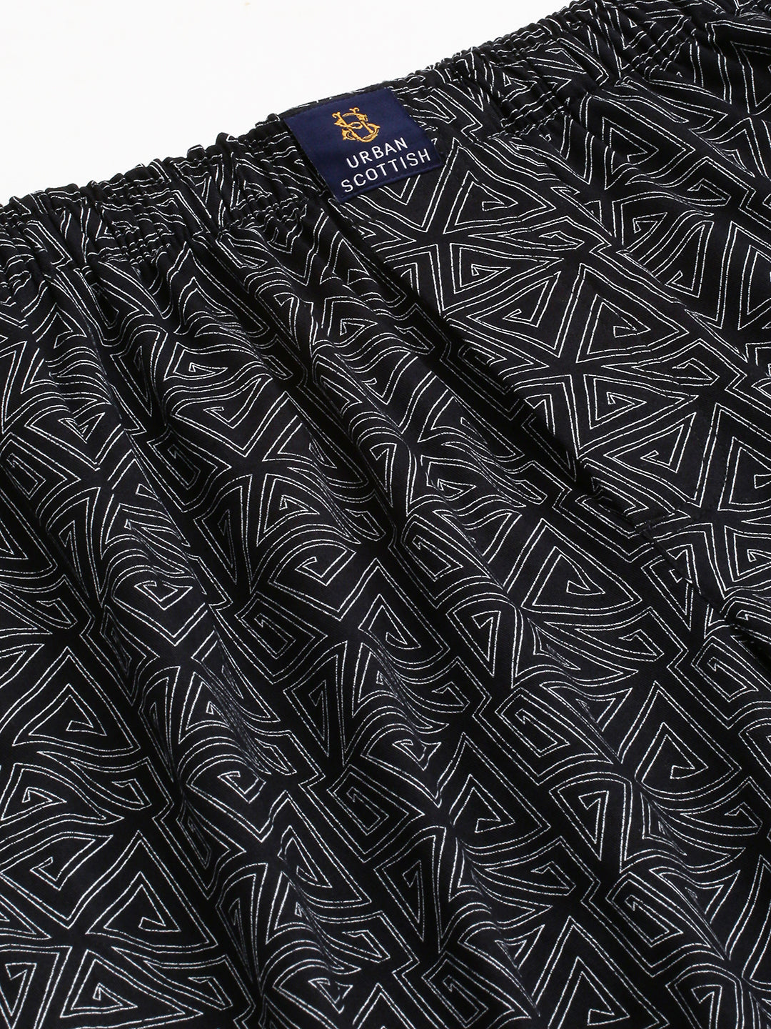 Men's Printed, Black, Cotton, Regular Fit, Elasticated, Waistband, Pyjama  With Side Pockets