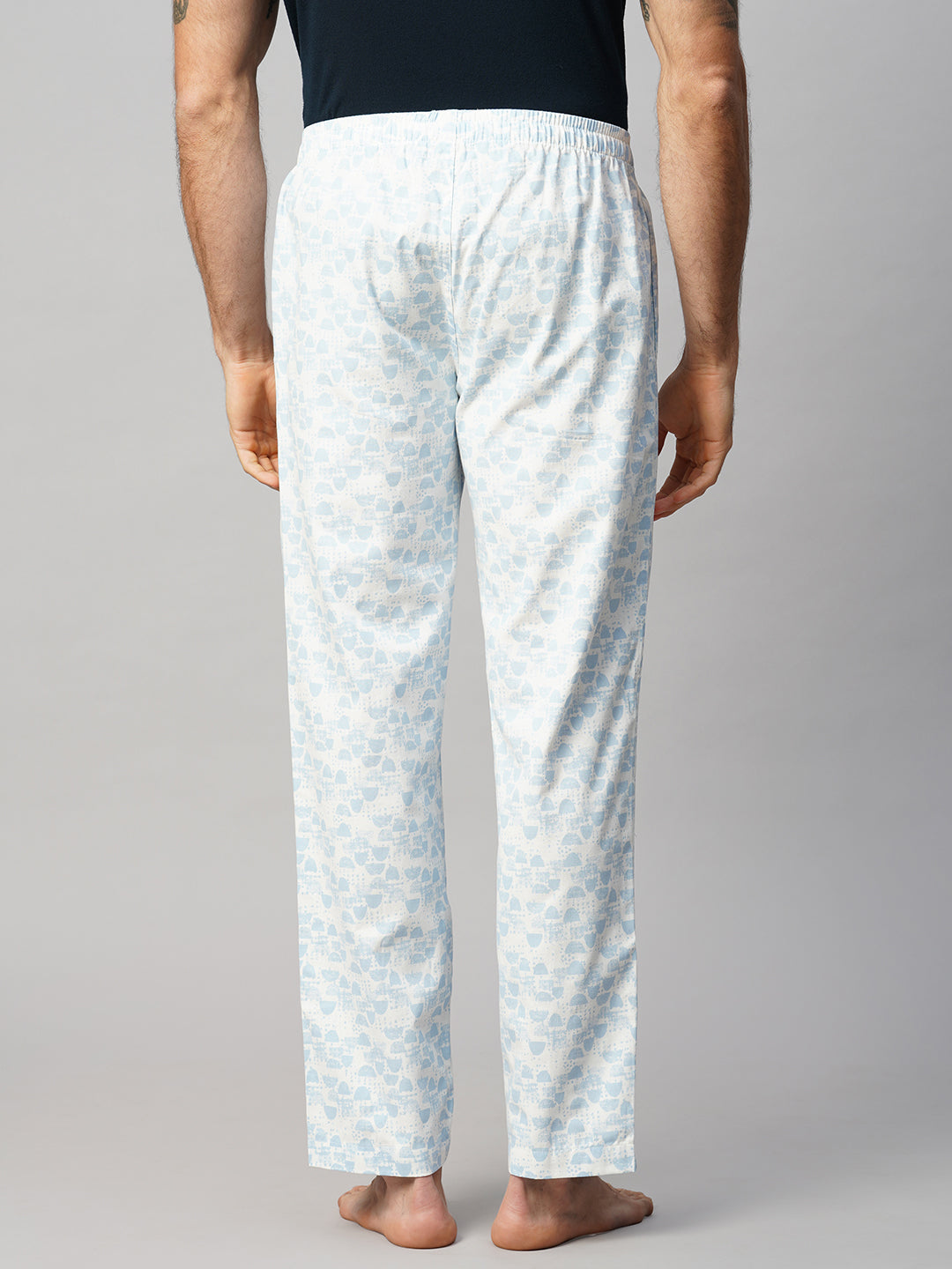 Men's Printed, Blue, Cotton, Regular Fit, Elasticated, Waistband, Pyjama  With Side Pockets