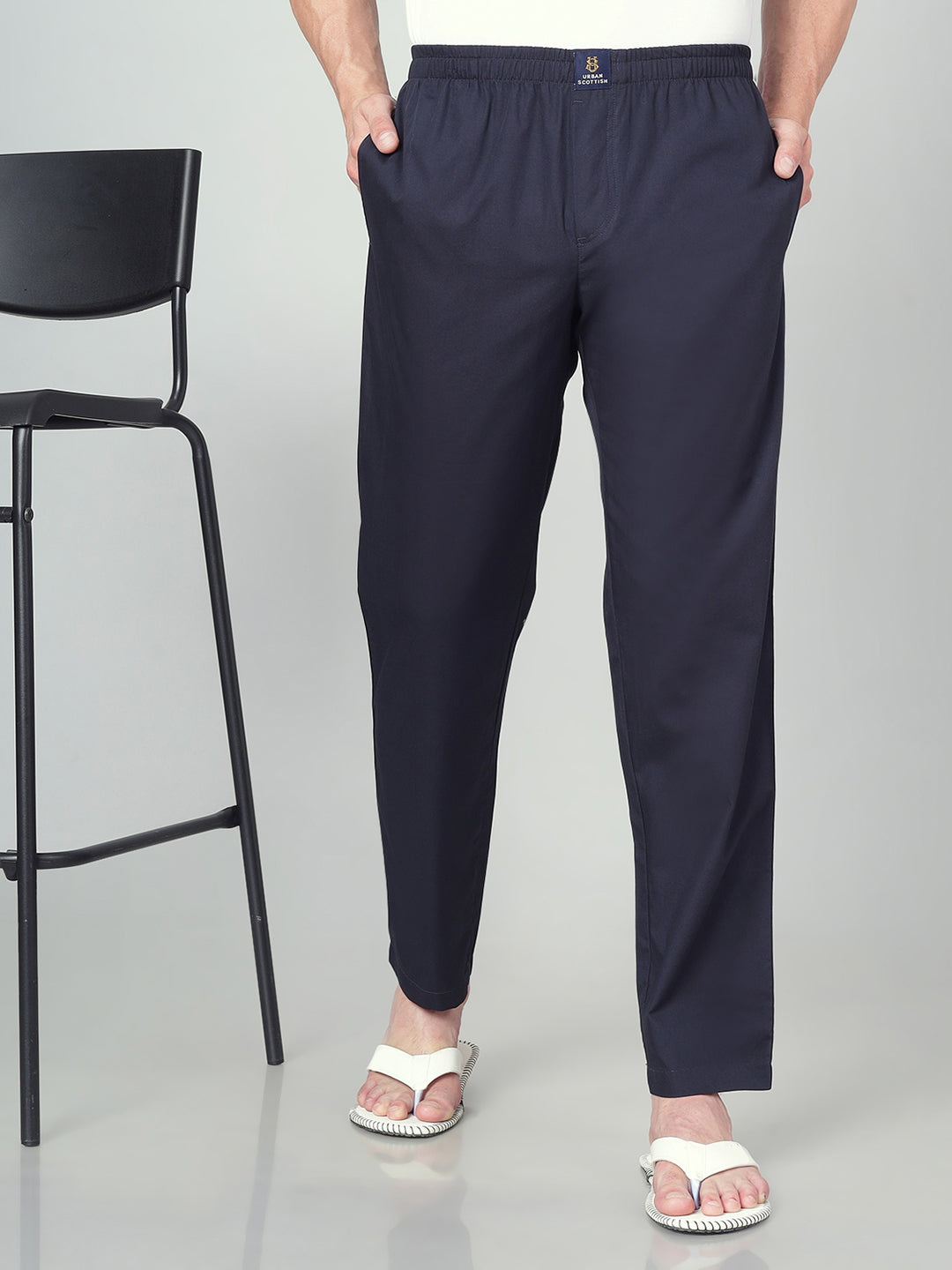 Men's Cotton Black Pyjama Regular Fit with Side Pockets