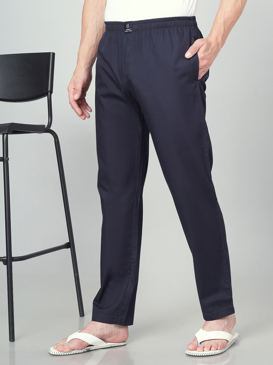 Men's Cotton Black Pyjama Regular Fit with Side Pockets