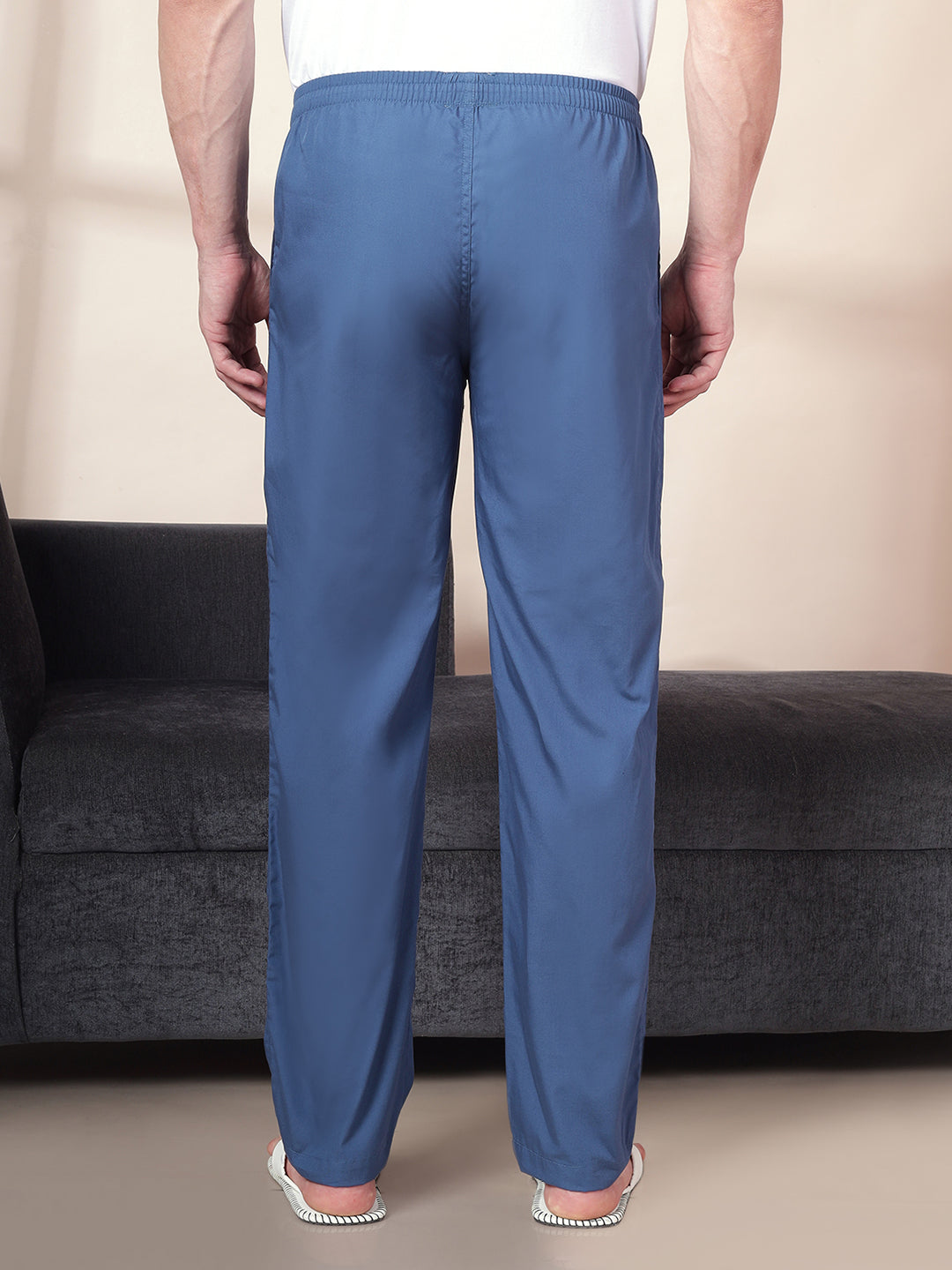 Men's Cotton Navy Pyjama Regular Fit with Side Pockets