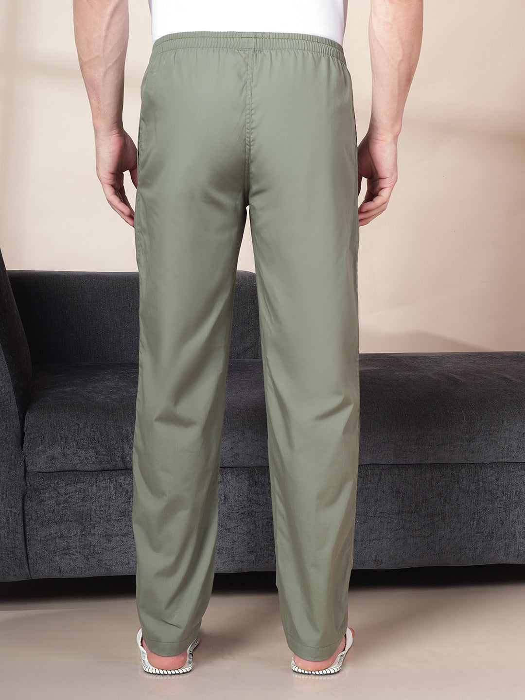 Men's Cotton Olive Pyjama Regular Fit with Side Pockets