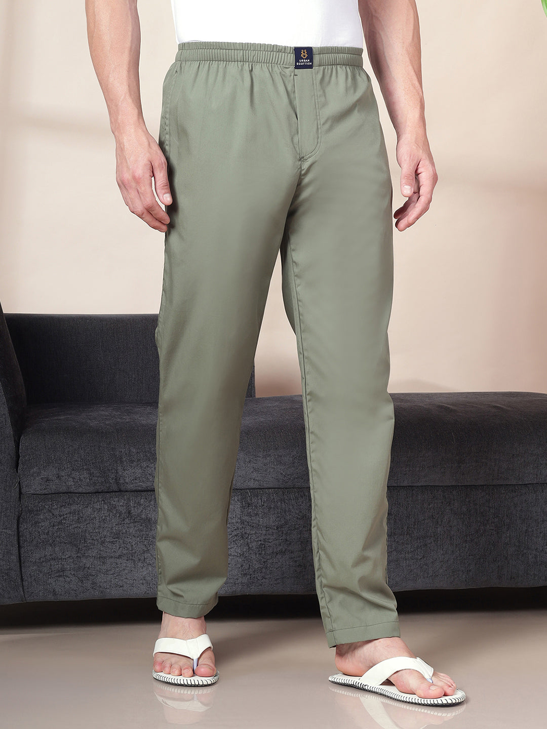 Men's Cotton Olive Pyjama Regular Fit with Side Pockets