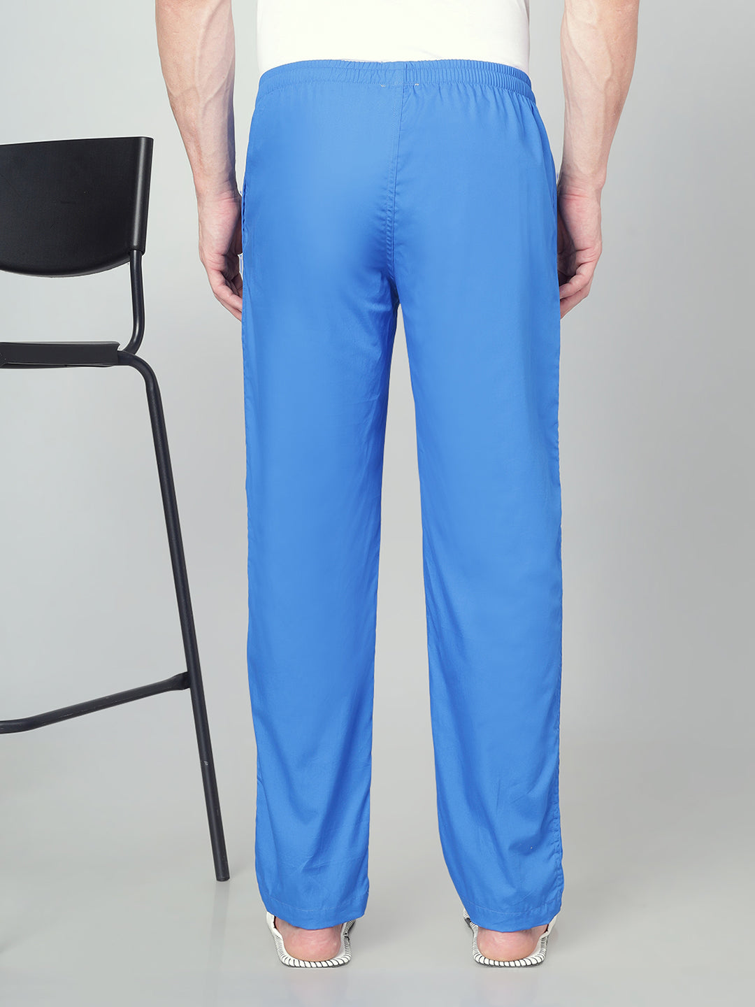 Men's Cotton Medium Blue Pyjama Regular Fit with Side Pockets