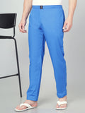 Men's Cotton Medium Blue Pyjama Regular Fit with Side Pockets