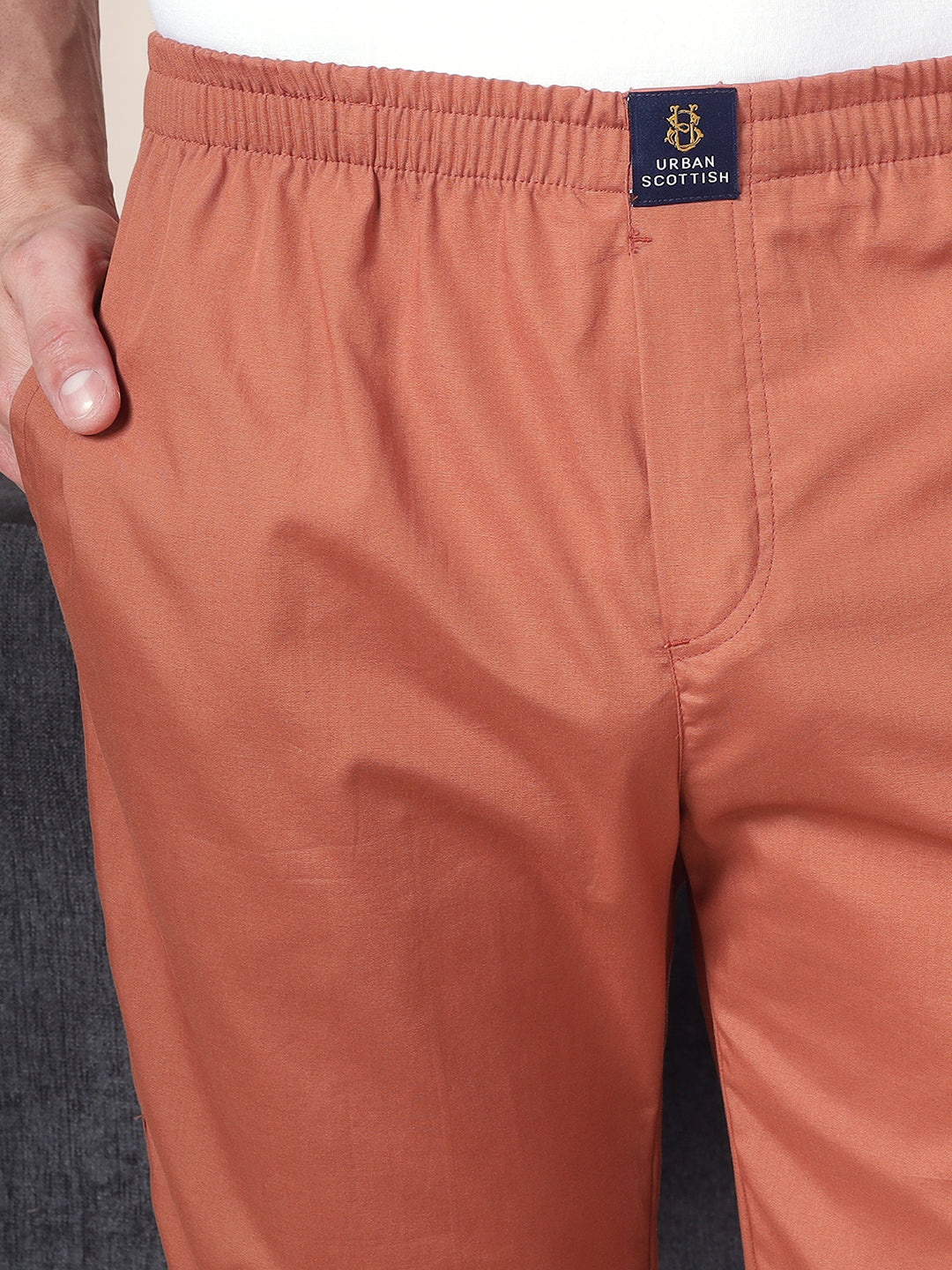 Men's Cotton Brown Pyjama Regular Fit with Side Pockets