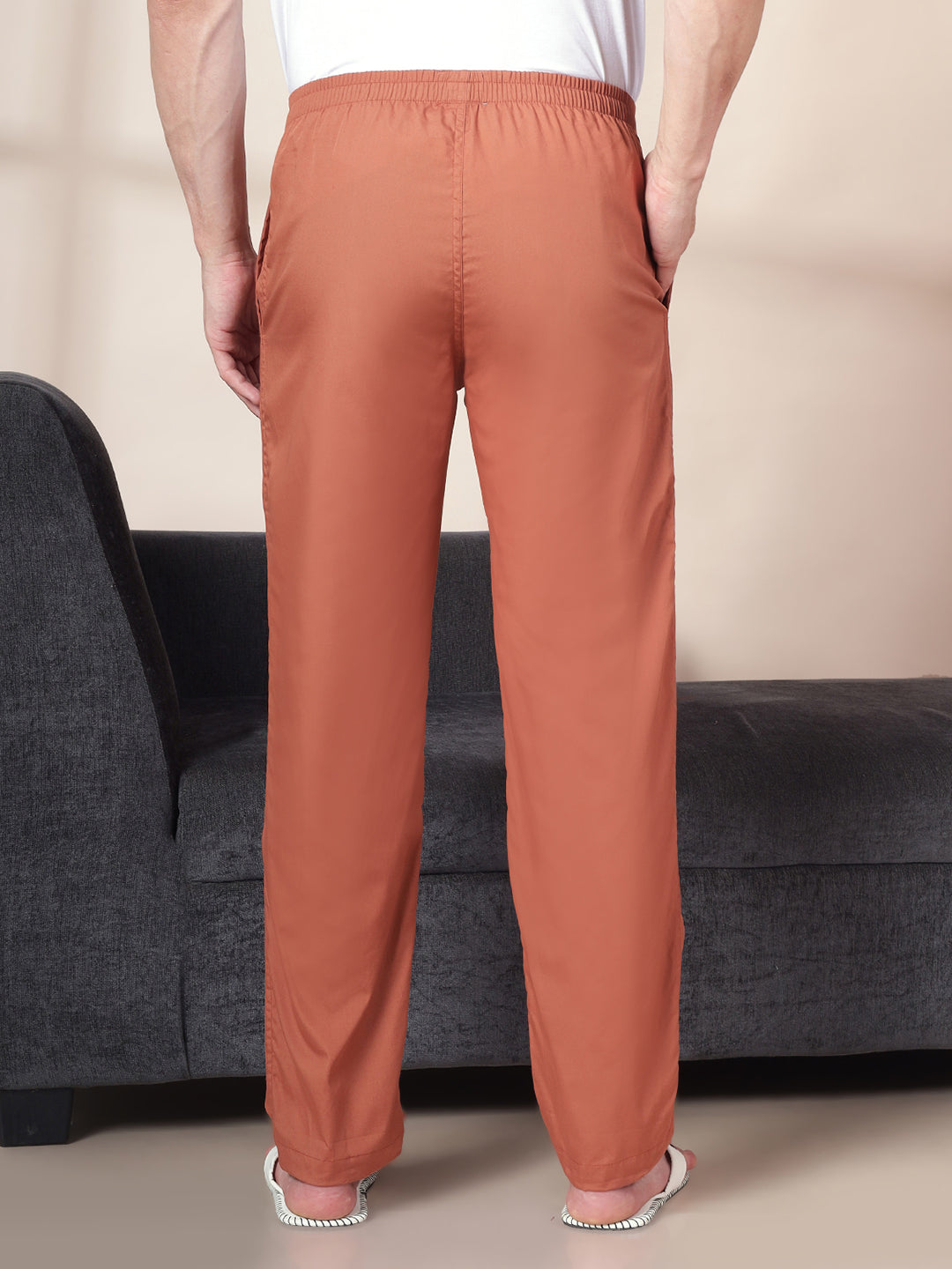 Men's Cotton Brown Pyjama Regular Fit with Side Pockets