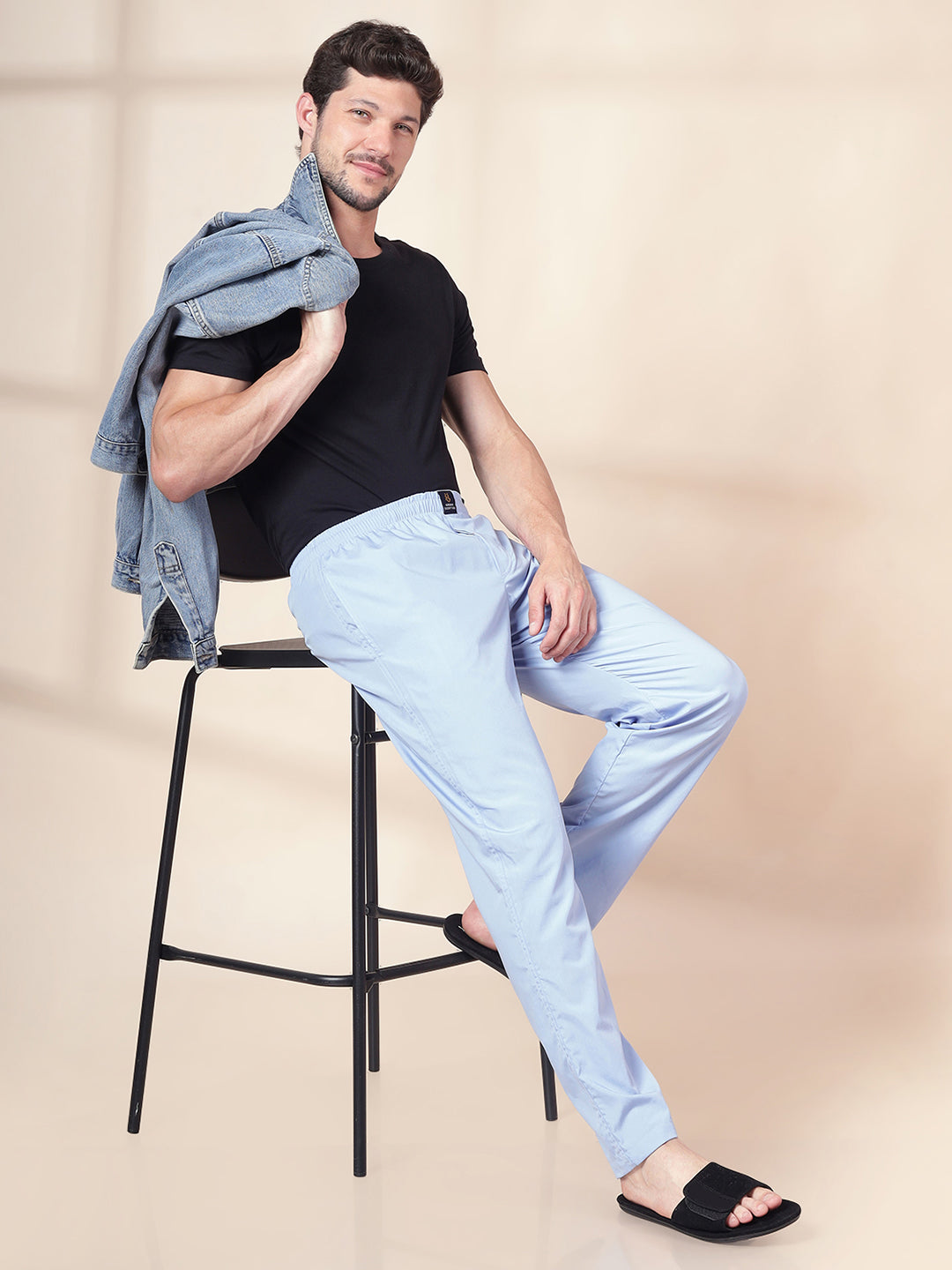 Men's Cotton Blue Pyjama Regular Fit with Side Pockets