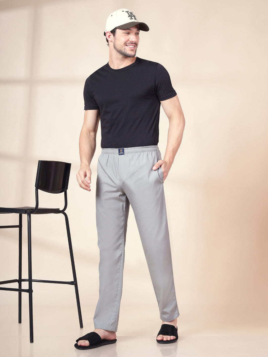 Men's Cotton Grey Pyjama Regular Fit with Side Pockets
