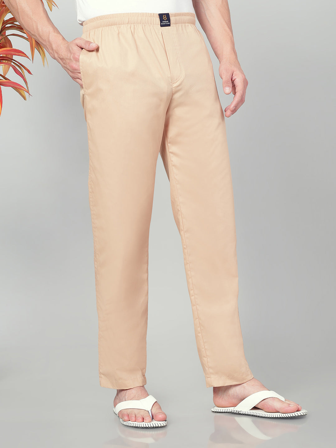 Men's Cotton Beige Pyjama Regular Fit with Side Pockets